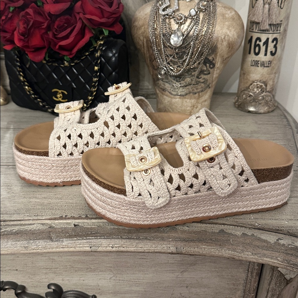 Madden girl Cream Woven Platform Sandals - Picture 3 of 4